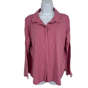 J. Jill Long Sleeve Button Front Casual Blouse Size Petite L